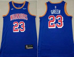 Nike Golden State Warriors #23 Draymond Green Blue Throwback With Advertising Authentic Stitched NBA jersey