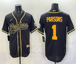 Nike Green Bay Packers #1 Micah Parsons Black Joint Authentic Stitched baseball jersey