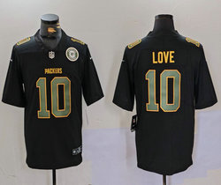Nike Green Bay Packers #10 Jordan Love Black Fashion With patch Authentic Stitched NFL Jersey