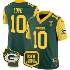 Nike Green Bay Packers #10 Jordan Love Green 13 Time World Champions Authentic Stitched NFL Jersey