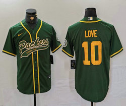 Nike Green Bay Packers #10 Jordan Love Green Adults Authentic Stitched baseball jersey