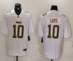 Nike Green Bay Packers #10 Jordan Love White Gold Name Authentic Stitched NFL Jersey