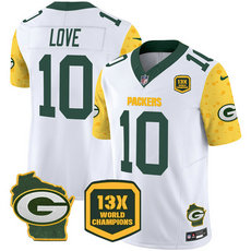 Nike Green Bay Packers #10 Jordan Love Whte 13 Time World Champions Authentic Stitched NFL Jersey