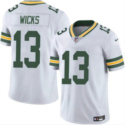 Nike Green Bay Packers #13 Dontayvion Wicks White Authentic Stitched NFL Jersey