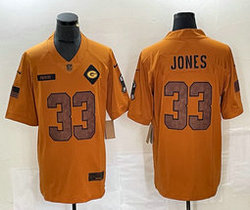 Nike Green Bay Packers #33 Aaron Jones 2023 Brown Salute To Service Authentic Stitched NFL Jersey