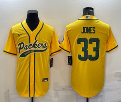 Nike Green Bay Packers #33 Aaron Jones Gold Joint Authentic Stitched baseball jersey
