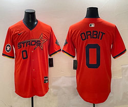 Nike Houston Astros #0 Orbit Orange 3(III) Joint Authentic Stitched MLB Jersey