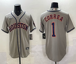 Nike Houston Astros #1 Carlos Correa Gray Sleeve with Logo MLB Jersey