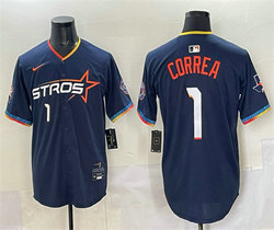 Nike Houston Astros #1 Carlos Correa Navy  4(IV) 2025 City Stitched MLB Jersey