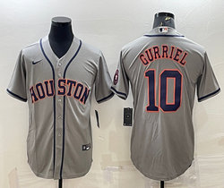 Nike Houston Astros #10 Yuli Gurriel Gray Game with patch Authentic Stitched MLB Jersey