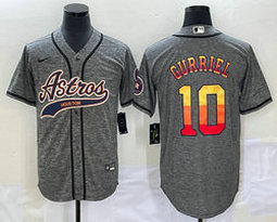 Nike Houston Astros #10 Yuli Gurriel Hemp grey Joint rainbow name Stitched MLB Jersey