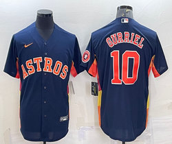 Nike Houston Astros #10 Yuli Gurriel Navy Game logo Authentic Stitched MLB Jersey