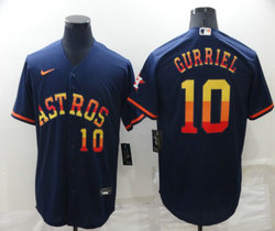 Nike Houston Astros #10 Yuli Gurriel Navy Rainbow #10 in front Game Authentic Stitched MLB Jersey