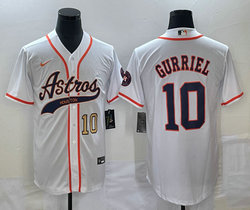 Nike Houston Astros #10 Yuli Gurriel White Joint Gold #10 on front Stitched MLB Jersey