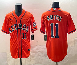 Nike Houston Astros #11 Cam Smith Orange #11 front Sleeve with Logo MLB Jersey