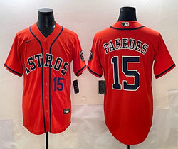 Nike Houston Astros #15 Isaac Paredes Orange Authentic Stitched baseball jersey