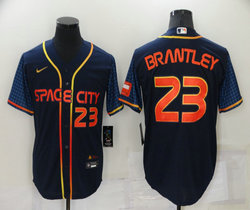 Nike Houston Astros #23 Michael Brantley Navy 2022 City 23 in front Game Authentic Stitched MLB Jersey