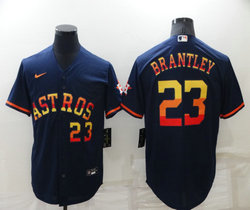 Nike Houston Astros #23 Michael Brantley Navy Rainbow #23 in front Game Authentic Stitched MLB Jersey