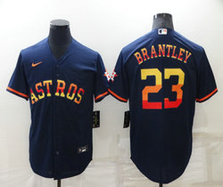 Nike Houston Astros #23 Michael Brantley Navy Rainbow Game Authentic Stitched MLB Jersey