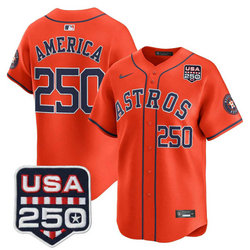 Nike Houston Astros #250 AMERICA Orange With 250 America Patch Jersey