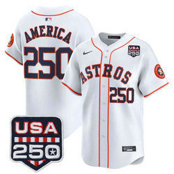 Nike Houston Astros #250 AMERICA White With 250 America Patch Jersey