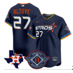 Nike Houston Astros #27 Jose Altuve Blue 4(IV) Joint Authentic Stitched MLB Jersey
