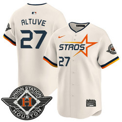 Nike Houston Astros #27 Jose Altuve Cream 2025 City Stitched MLB Jersey