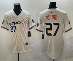 Nike Houston Astros #27 Jose Altuve Cream 4(IV) Joint Stitched MLB Jersey