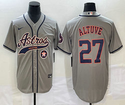Nike Houston Astros #27 Jose Altuve Gray Joint Team Patch on front Stitched MLB Jersey