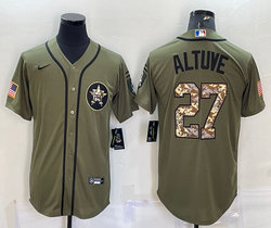 Nike Houston Astros #27 Jose Altuve Green Salute To Service Authentic Stitched MLB Jersey