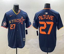 Nike Houston Astros #27 Jose Altuve Navy 3(III) Joint Authentic Stitched MLB Jersey