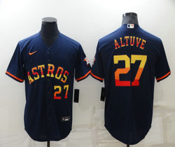 Nike Houston Astros #27 Jose Altuve Navy Rainbow #27 in front Game Authentic Stitched MLB Jersey