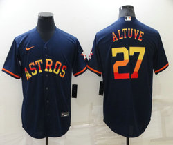 Nike Houston Astros #27 Jose Altuve Navy Rainbow Game Authentic Stitched MLB Jersey
