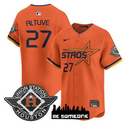 Nike Houston Astros #27 Jose Altuve Orange 2025 City Stitched MLB Jersey