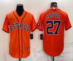 Nike Houston Astros #27 Jose Altuve Orange with logo Game Authentic Stitched MLB Jersey