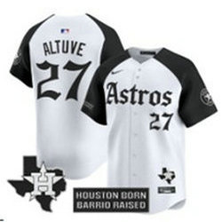 Nike Houston Astros #27 Jose Altuve White 5(V) Black sleeves Joint MLB Jersey