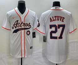 Nike Houston Astros #27 Jose Altuve White Joint Team Patch on front Stitched MLB Jersey