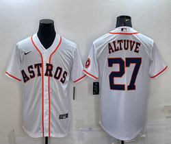 Nike Houston Astros #27 Jose Altuve White with logo Game Authentic Stitched MLB Jerseys