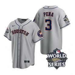 Nike Houston Astros #3 Jeremy Pena 2022 World Series Gray Game Authentic Stitched MLB Jersey
