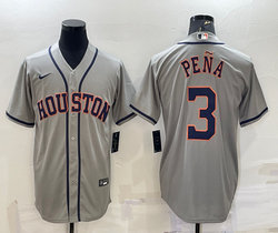 Nike Houston Astros #3 Jeremy Pena Gray Game Authentic Stitched MLB Jersey