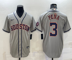 Nike Houston Astros #3 Jeremy Pena Gray Game With Patch Authentic Stitched MLB Jersey