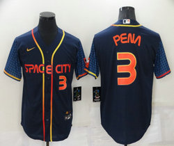 Nike Houston Astros #3 Jeremy Pena Navy 2022 City 3 in front Game Authentic Stitched MLB Jersey