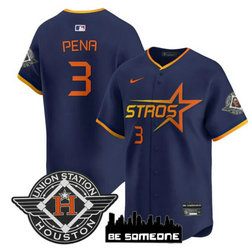 Nike Houston Astros #3 Jeremy Pena Navy 2025 City Stitched MLB Jersey