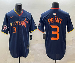 Nike Houston Astros #3 Jeremy Pena Navy 3(III) Joint Authentic Stitched MLB Jersey