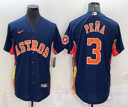 Nike Houston Astros #3 Jeremy Pena Navy Game with patch Authentic Stitched MLB Jersey
