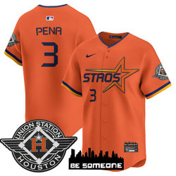 Nike Houston Astros #3 Jeremy Pena Orange 2025 City Stitched MLB Jersey