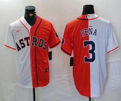 Nike Houston Astros #3 Jeremy Pena Orange White Black Number Authentic Stitched MLB Jersey