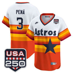 Nike Houston Astros #3 Jeremy Pena Rainbow gold nike With 250 America Patch Jersey