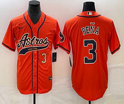 Nike Houston Astros #3 Jeremy Pena Red Joint Gold #3 on front Stitched MLB Jersey