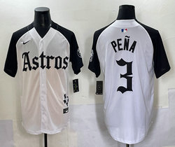 Nike Houston Astros #3 Jeremy Pena White 5(V) Black sleeves Joint MLB Jersey